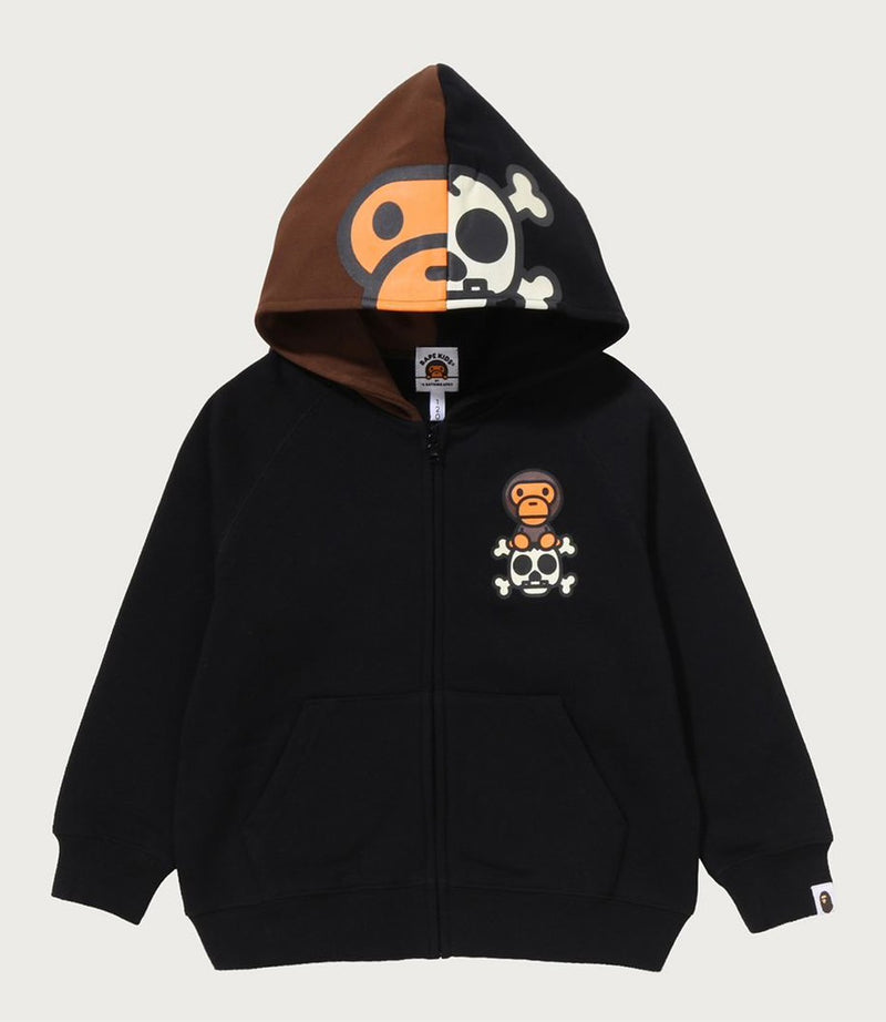 A BATHING APE BABY MILO SKULL GLOW IN THE DARK ZIP HOODIE