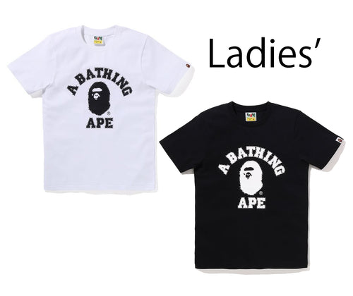 A BATHING APE Ladies' CRYSTAL STONE COLLEGE TEE