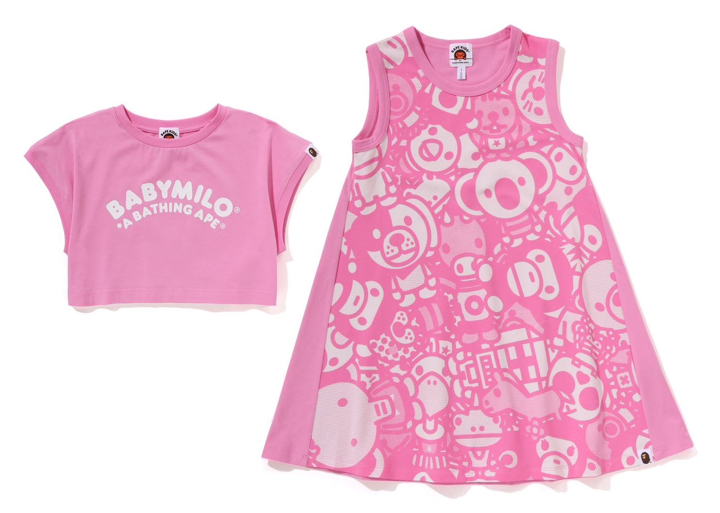 A BATHING APE BAPE KIDS MILO ALL SAFARI TEE & DRESS SET