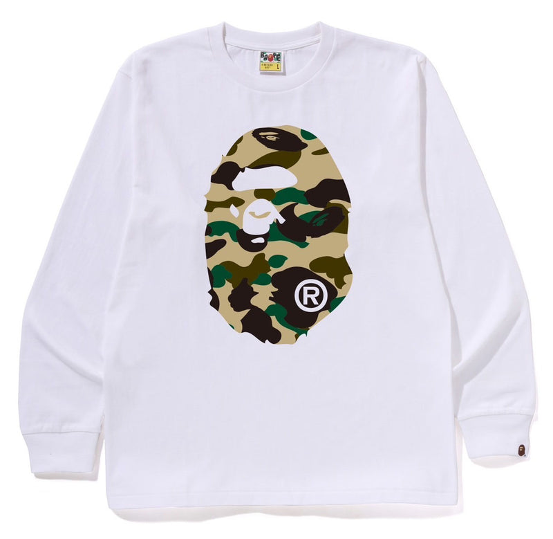 A BATHING APE 1ST CAMO BIG APE HEAD L/S TEE