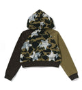 A BATHING APE Ladies' STA OVER PRINT 1ST CAMO CRYSTAL STONE COLLEGE FULL ZIP HOODIE
