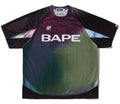 A BATHING APE TIE DYE STA STRIPE PATTERN RELAXED FIT FOOTBALL JERSEY TEE