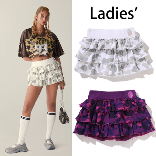 A BATHING APE Ladies' COLOR CAMO RUFFLE SWEAT SKIRT - happyjagabee store