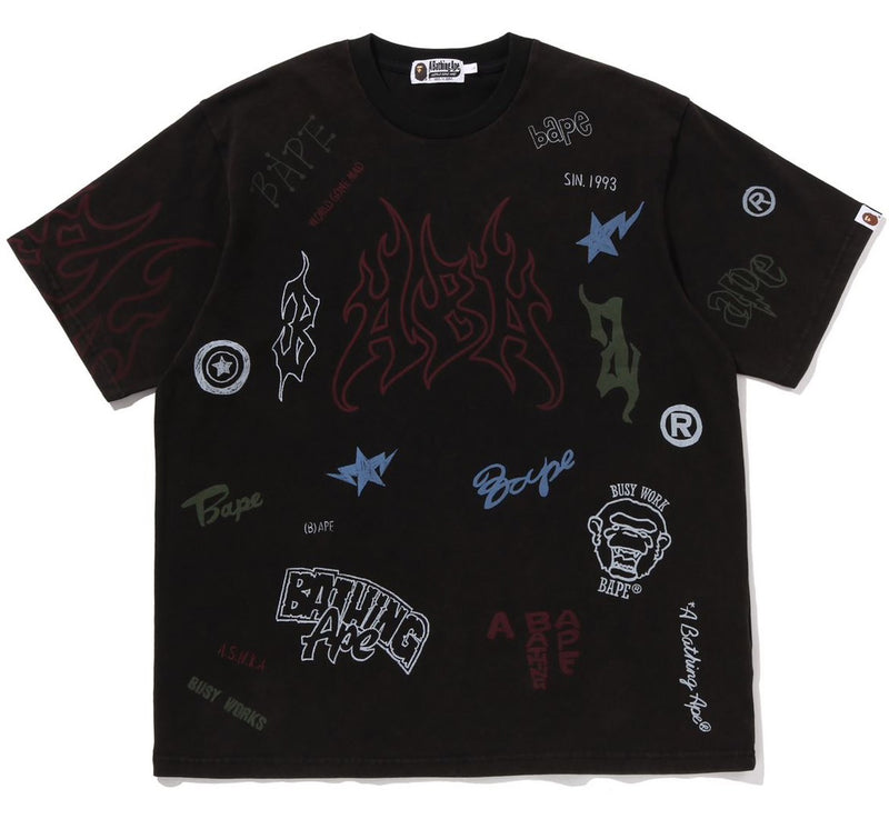 A BATHING APE OVERALL PRINT RELAXED FIT TEE