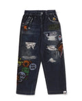 A BATHING APE BAPE KIDS BABY MILO FRIENDS DENIM SWEAT PANTS