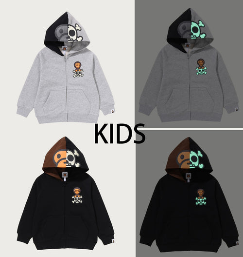 A BATHING APE BABY MILO SKULL GLOW IN THE DARK ZIP HOODIE