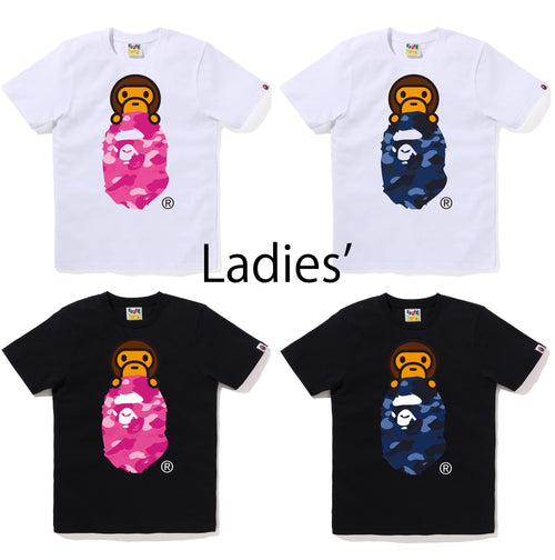 A BATHING APE Ladies' COLOR CAMO MILO ON APE HEAD TEE