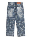 A BATHING APE SOLID CAMO JACQUARD DENIM PANTS