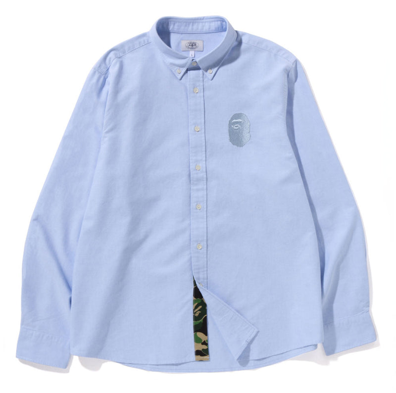 A BATHING APE APE HEAD EMBROIDERY OXFORD SHIRT ( RELAXED )