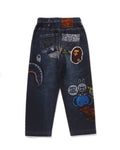 A BATHING APE BAPE KIDS BABY MILO FRIENDS DENIM SWEAT PANTS
