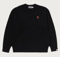 A BATHING APE ONE POINT CABLE KNIT CREWNECK SWEAT SHIRT