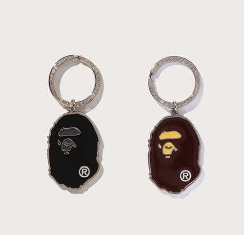 A BATHING APE APE HEAD METAL KEYCHAIN
