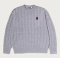A BATHING APE ONE POINT CABLE KNIT CREWNECK SWEAT SHIRT