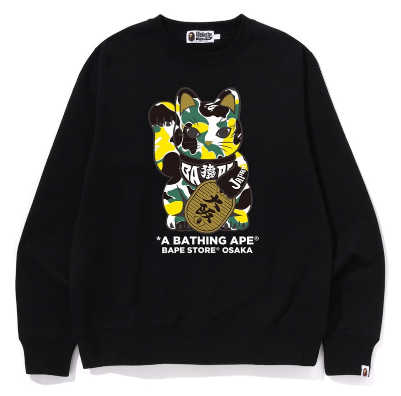 A BATHING APE BAPE STORE OSAKA MANEKINEKO CREWNECK SWEAT SHIRT OSAKA LIMITED