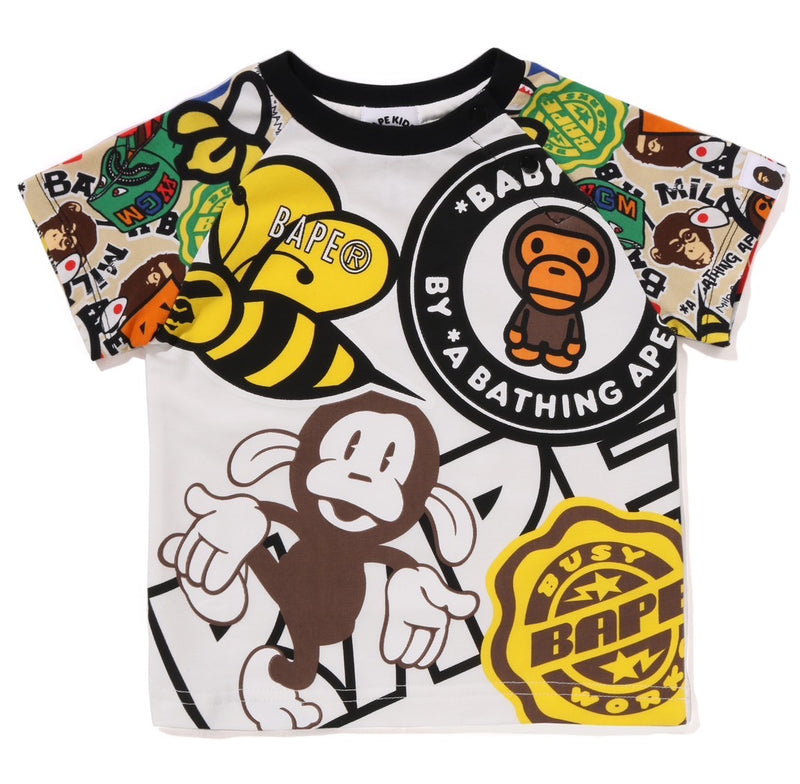A BATHING APE BAPE KIDS BAPE MILO ASSORTED PRINT TEE