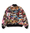 A BATHING APE HYBRID CAMO MULTI BADGE PADDED MA-1 JACKET