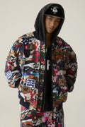 A BATHING APE HYBRID CAMO MULTI BADGE PADDED MA-1 JACKET