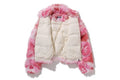 A BATHING APE Ladies' ABC CAMO ONE POINT METALLIC LONG FUR JACQUARD DOWN JACKET