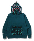 A BATHING APE COLOR CAMO SHARK FULL ZIP DOUBLE HOODIE