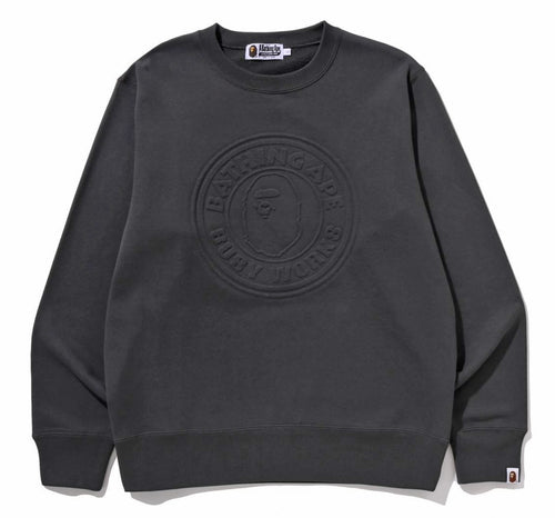 A BATHING APE EMBOSS BUSY WORKA CREWNECK SWEAT SHIRT
