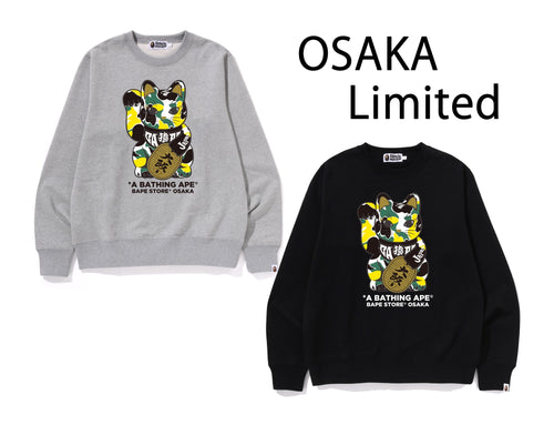 A BATHING APE BAPE STORE OSAKA MANEKINEKO CREWNECK SWEAT SHIRT OSAKA LIMITED