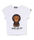 A BATHING APE Ladies' BABY MILO CRYSTAL STONE CROPPED TEE