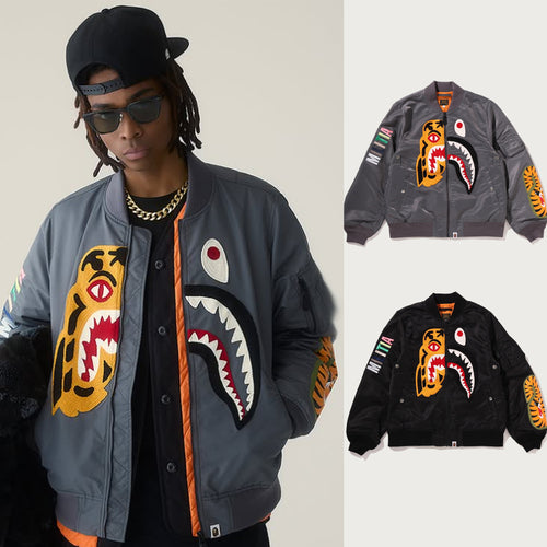 A BATHING APE TIGER SHARK BOMBER JACKET