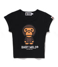 A BATHING APE Ladies' BABY MILO CRYSTAL STONE CROPPED TEE