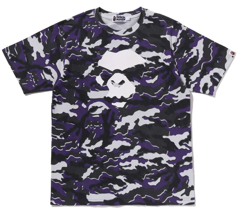 A BATHING APE GLITCH WOODLAND CAMO APE FACE TEE
