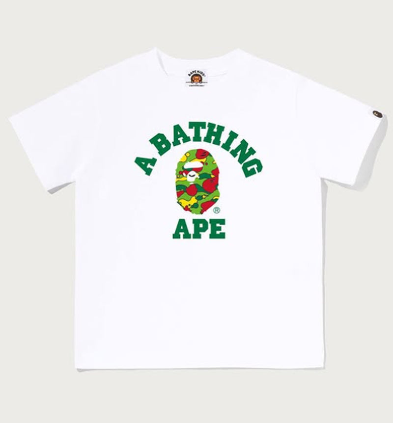 A BATHING APE BAPE KIDS STA CAMO COLLEGE TEE