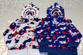 A BATHING APE BAPE KIDS STA STRIKE CAMO SHARK ZIP HOODIE