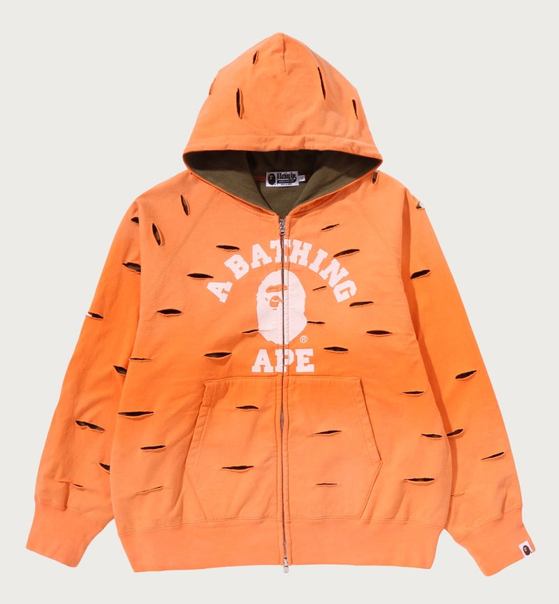 A BATHING APE DESTROY LAYERED RELAXED FIT ZIP HOODIE