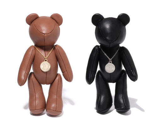 A BATHING APE SOLID CAMO LEATHER BEAR PLUSH DOLL 25cm