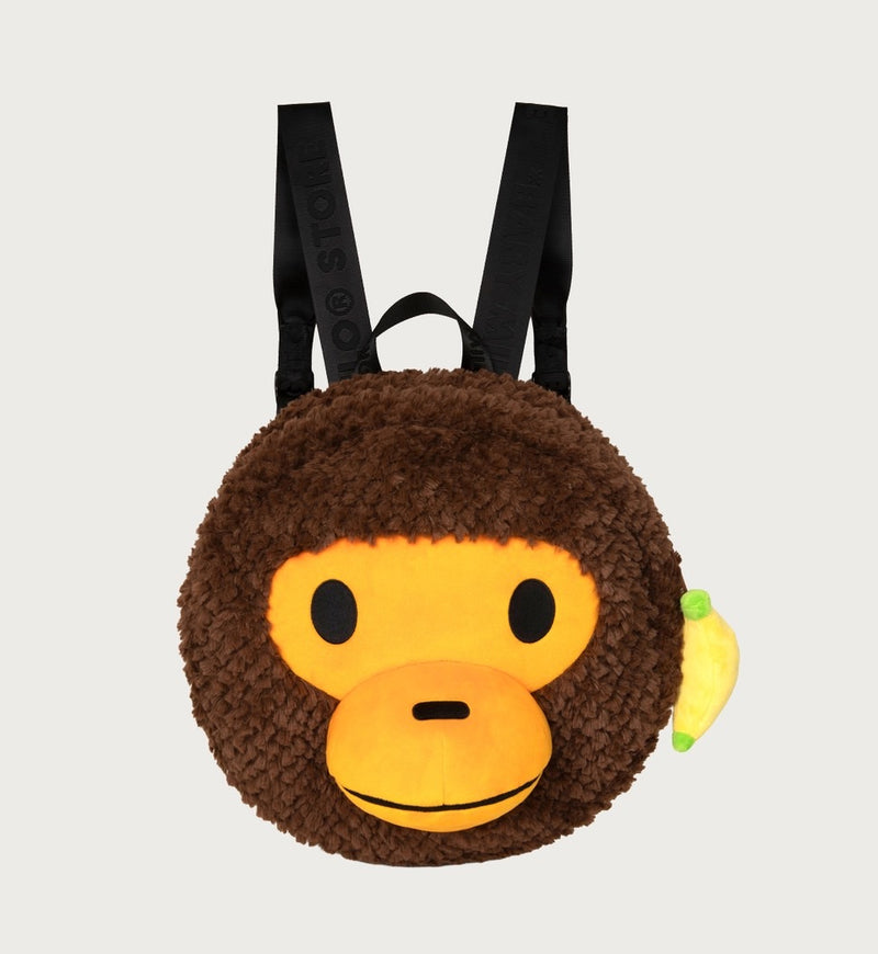 A BATHING APE BABY MILO STORE BABY MILO FACE LARGE PLUSH DOLL DAYPACK BAG