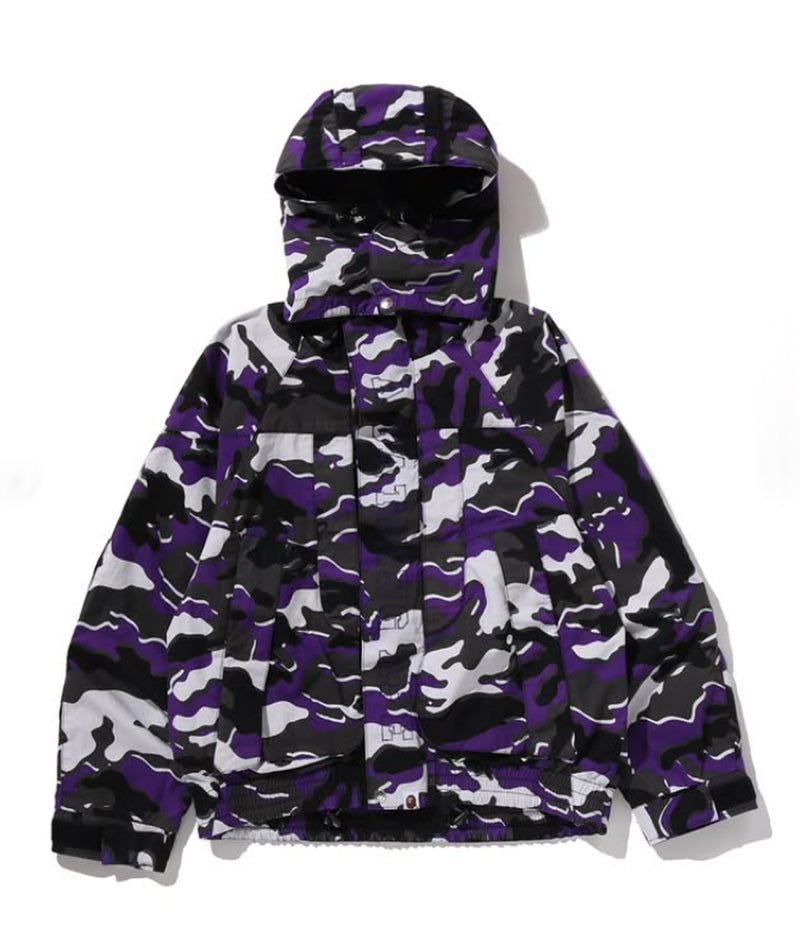 A BATHING APE GLITCH WOODLAND CAMO SHORT SNOWBOARD JACKET