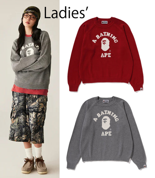 A BATHING APE Ladies' COLLEGE KNIT SWEATER