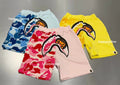 A BATHING APE BAPE KIDS ABC CAMO MILO SHARK SWEAT SHORTS