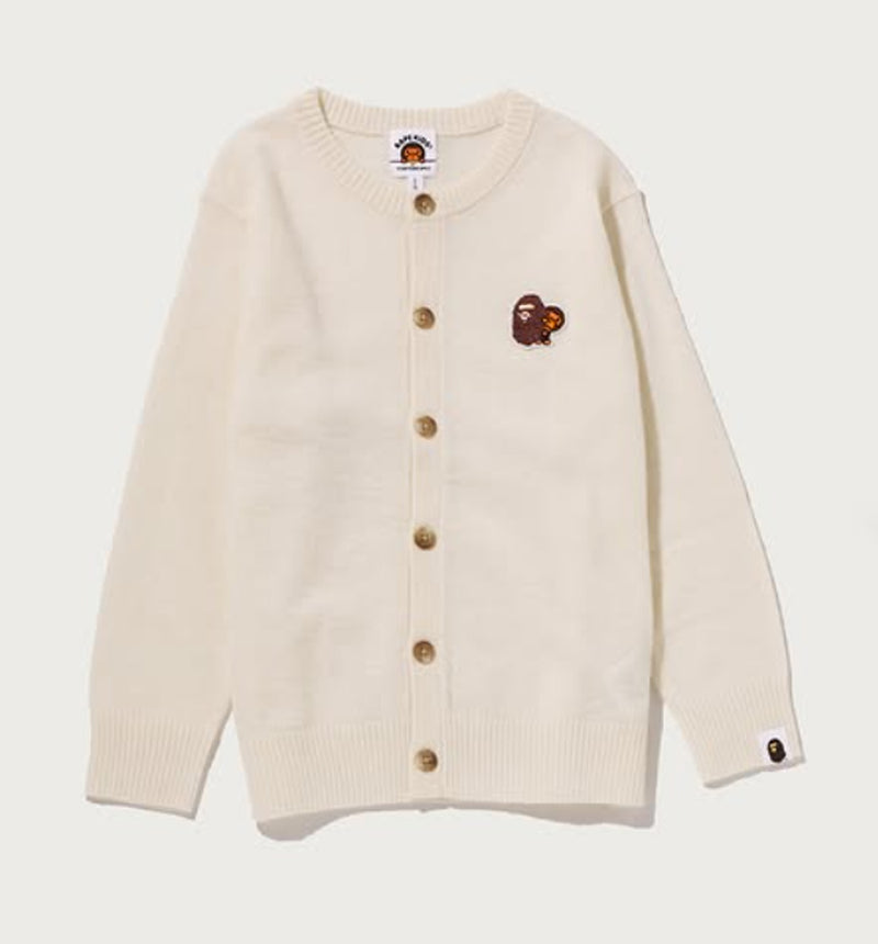 A BATHING APE BAPE KIDS APE & MILO ONE POINT CARDIGAN