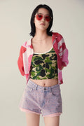 A BATHING APE Ladies' LINE CAMO DENIM SHORTS - happyjagabee store