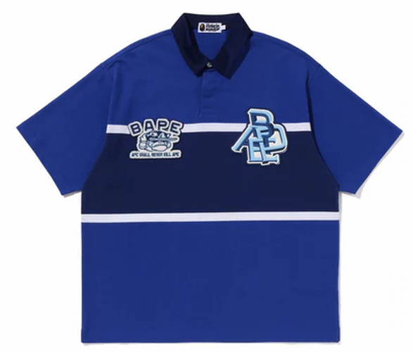 A BATHING APE COLOR BLOCKING OVERSIZED RUGBY POLO