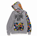 A BATHING APE MULTI CAMO NYC LOGO SHARK HOODIE