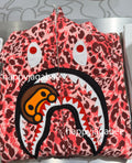 A BATHING APE Ladies' WILD LEOPARD PATTERN MILO SHARK FULL ZIP HOODIE