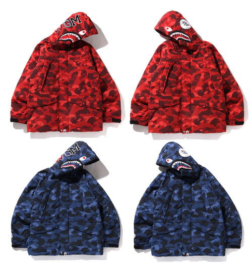 A BATHING APE COLOR CAMO SHARK SNOWBOARD DOWN JACKET