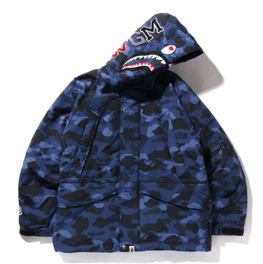 A BATHING APE COLOR CAMO SHARK SNOWBOARD DOWN JACKET