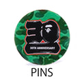 A BATHING APE BAPE STORE JAPAN LIMITED BAPE 30TH ANNIV. APE HEAD TEE SET w/ Pins & Magnet