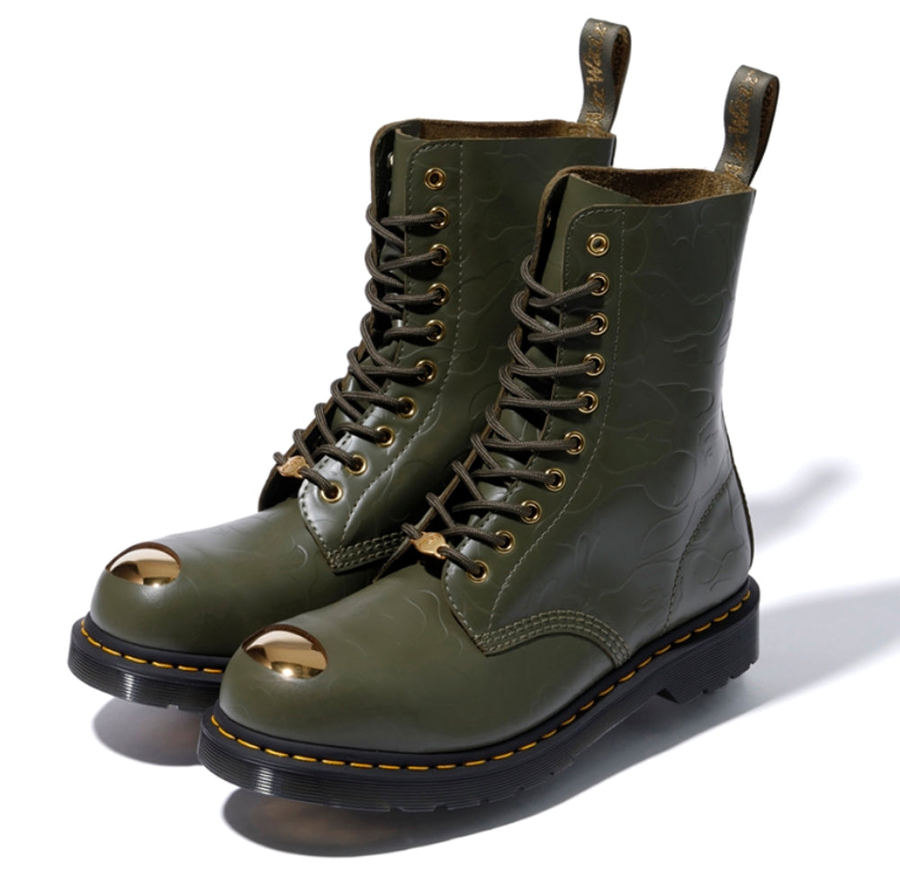 A BATHING APE x Dr. MARTENS ABC 10 HOLE STEEL TOE CAP SHOES