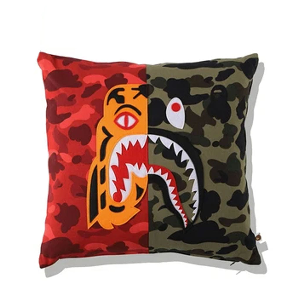 A BATHING APE MIX CAMO TIGER SHARK HALF SQUARE CUSHION