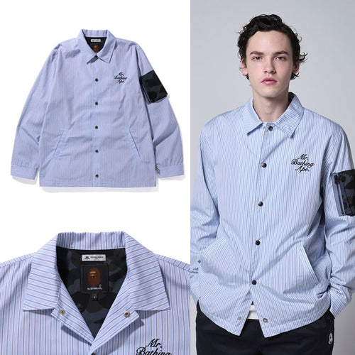 A BATHING APE Mr.BATHING APE THOMAS MASON STRIPE COACH JACKET