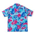 A BATHING APE MARBLE CAMO OPEN COLLAR S/S SHIRT