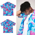 A BATHING APE MARBLE CAMO OPEN COLLAR S/S SHIRT